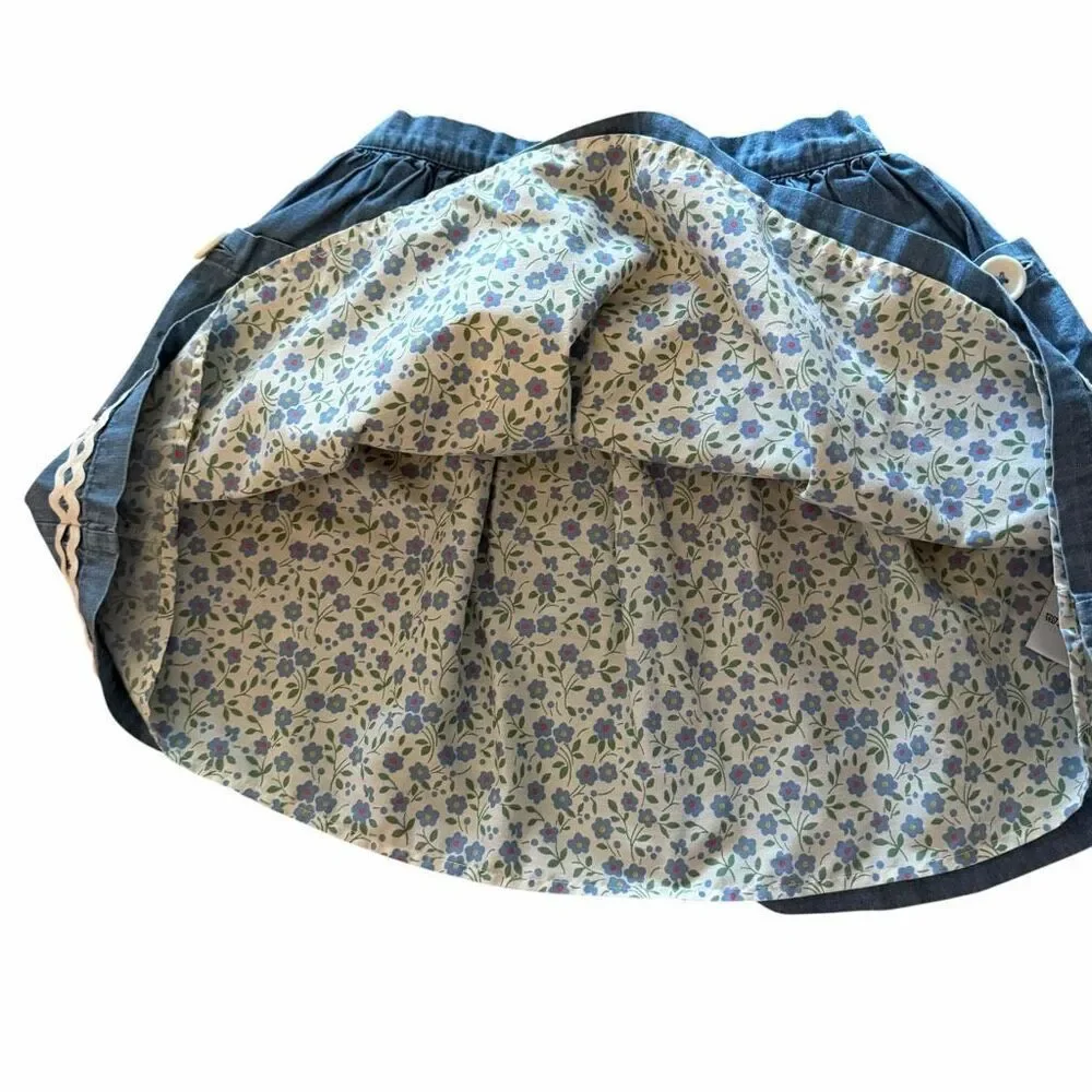 Mini Boden 7-8 Years Chambray Skirt Rick Rack Trim Pockets